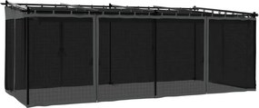 vidaXL antracitszürke acél pavilon hálós oldalakkal 6 x 3 m