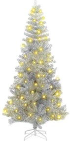 Mű karácsonyfák LED -es lámpákkal Ezüst 180 cm PET