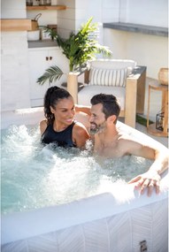 Jacuzzi, INTEX Chevron Deluxe Square S2, 175 x 175 x 71 cm, chevron mintás, 4 személyes, 140 buborékfúvókás, sósvizes rendszer, mobilalkalmazás vezérlés (28446)