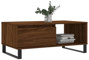 Barna tölgyszínű szerelt fa dohányzóasztal 90x50x36,5 cm