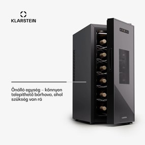 Klarstein Silent Vino 12 Uno Slim Borhűtő, 30 l / 12 palack 8-18 °C Érintős