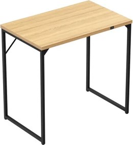 Íróasztal, acélszerkezet, kompakt méret, 80x50 cm tölgyfa