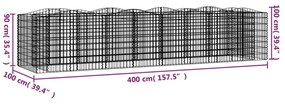 íves horganyzott vas gabion magaságyás 400 x 100 x 100 cm