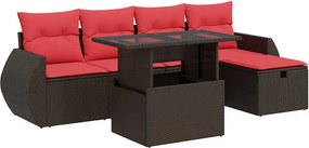 vidaXL 6 részes barna polyrattan akácfa kerti ülőgarnitúra párnákkal