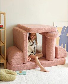 Rózsaszín buklé gyerek kanapé 132 cm Settee – Wigiwama