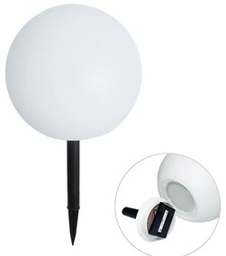 Kültéri lámpa fehér 30 cm, LED-del, IP44, napenergia, RGBW - Ludger