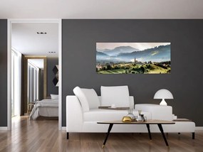 Kép - falu a ködben (120x50 cm)