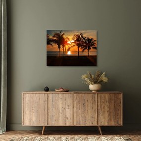 Pálmafa a naplementében képe (üvegen) (70x50 cm)