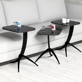 Pion Black Marble tárolóasztal, 3 db