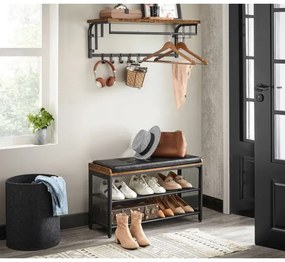 NATE falra szerelhető fogas polccal, barna/fekete