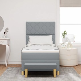 Box Spring Ágy Matraccal &amp; Pad Világosszürke 90x190 cm Szövet