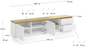 Fehér TV-állvány 200x44 cm Abilen – Kave Home
