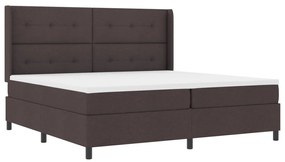 Boxspring Ágy Matraccal és LED világítással Sötétbarna 200x200 cm Szövet