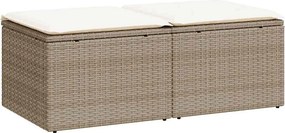 vidaXL 2 részes bézs polyrattan akácfa kerti ülőgarnitúra párnákkal