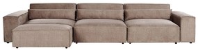 Kombinálható háromszemélyes barna kárpitozott kanapé ottománnal HELLNAR Beliani