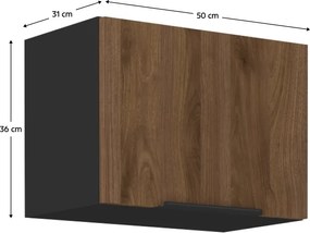 Felső szekrény, okapi dió/fekete, MENZO 50 GU-36 1F
