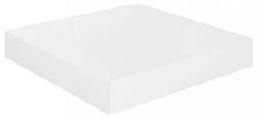 4 db magasfényű fehér MDF lebegő fali polc 23 x 23,5 x 3,8 cm