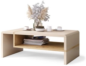 Mazzoni FOLK Bézs (Pezsgő) / Artisan Tölgy - MODERN DOHÁNYZÓASZTAL POLCCAL