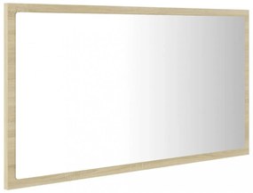 sonoma-tölgy akril LED-es fürdőszobai tükör 80x8,5x37 cm