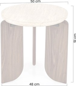 Manios dohányzóasztal 50 cm kerek - travertin / dió