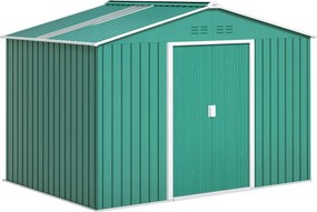 Outsunny Kertiszerszám Tároló Sátor Külső 4,9 m² 277x195x192 cm Kerthez Kiváló Minőségű, Változó Ajtóval, Üvegszálas Tetőmegerősítéssel (Padló NEM Tar