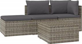 vidaXL 4 részes szürke polyrattan kerti ülőgarnitúra párnákkal
