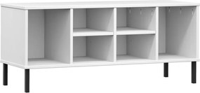 vidaXL OSLO fehér tömör fa cipőszekrény fém lábakkal 106 x 35 x 45 cm