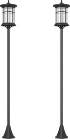 Outsunny 2 Kültéri Napelemes Lámpás Napelemes Fények Napelemes Panellal Automatikus Be/ Ki és Rozsdamentes Acél Váz IP44 Vízálló a Teraszon Kert 23.5x