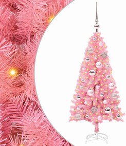 vidaXL Karácsonyfa 150 LED-del állvánnyal Rózsaszín 120 cm PVC