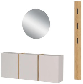 Krémszínű-natúr színű előszoba bútor 168x200x27 cm Libbiano – Germania