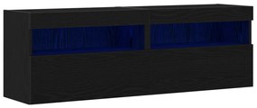 TV faliszekrény LED világítással 2 db Fekete tölgy 60x30x40 cm