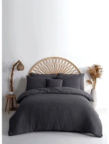Antracitszürke kétszemélyes-hosszabbított renforcé pamut ágyneműhuzat 240x220 cm Waffle Striped – Mila Home Luxury