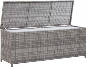 Szürke Polyrattan Kerti Tárolóláda 150 X 50 X 60 Cm