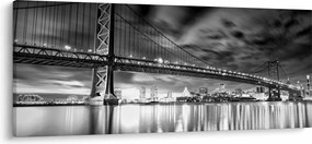 Kép - Benjamin Franklin híd, Philadelphia, fekete-fehér (120x50 cm)