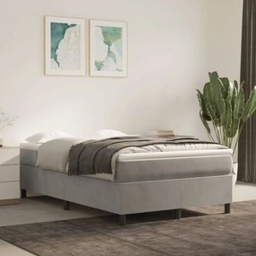 Világosszürke bársony rugós ágy matraccal 120 x 200 cm