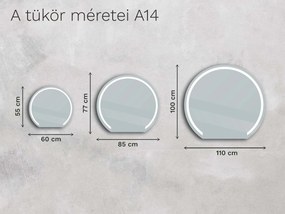 Atipikus tükör LED világítással A14 60x55