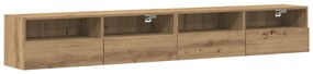 TV Fali Szekrények 2 db Artisan Tölgy 100x30x30 cm Műanyag
