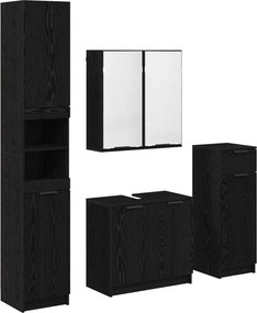 vidaXL Fürdőszoba bútor szett fiókkal 4 pcs Fekete tölgy Faanyag