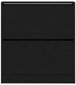 vidaXL Cipőtároló Flip Fiókkal Fekete Tölgy 80x21x87,5 cm