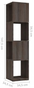 szürke-sonoma színű forgószekrény 34,5x34,5x75,5 cm