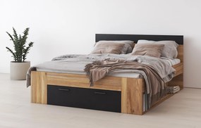 Franciaágy 160 cm Benson MW91 (mauvella tölgy + fekete). 1118205