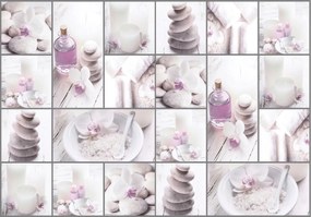 Fotótapéta flizelina Orchidea Kövek Relaxáció fehér Törölköző 400x280 +ragasztó