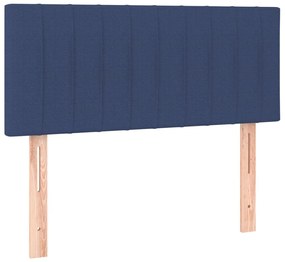 kék szövet rugós ágy matraccal 100 x 200 cm