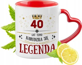 Születésnap 40 40-es 40-es Piros Bögre Szív Alakú Füllel Ajándék