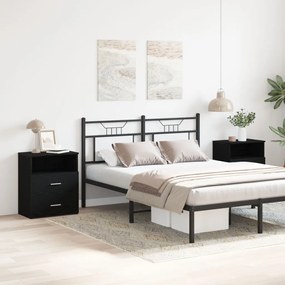 Éjjeli szekrények 2 db Fekete tölgy 50x32x60cm Mérnöki fa
