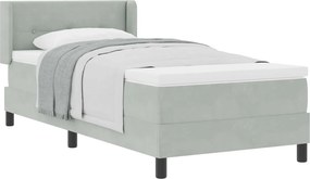 vidaXL Boxrugós ágy matracmal Világosszürke 190 x 90 cm Poliészter