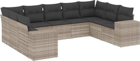 vidaXL 9 részes világosszürke polyrattan kerti ülőgarnitúra párnával