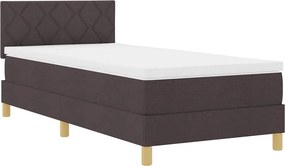 vidaXL LED Box Spring Ágy matracmal Sötét Barna 90 x 190 cm szövet