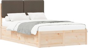 vidaXL Ágykeret Kárpitozott Fejtámlával Tópszínű 120 x 200 cm