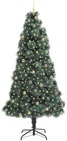 Műfenyő Kivilágított Karácsonyfa Gömbökkel Zöld 240 cm PET